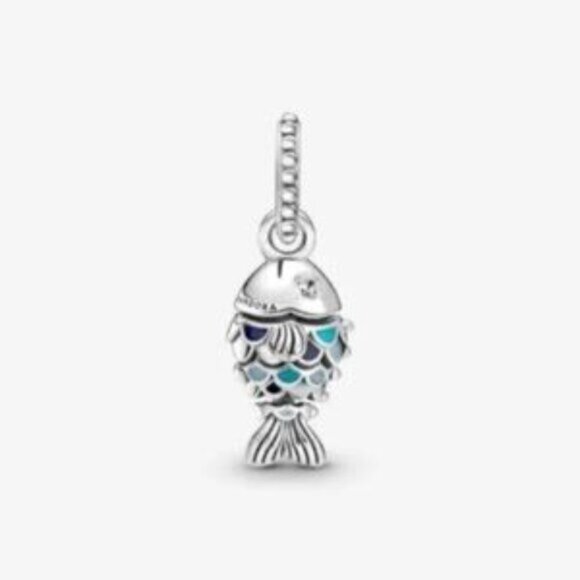 ✅Pandora Blue Scaled Fish Dangle Charm - Picture 2 of 3